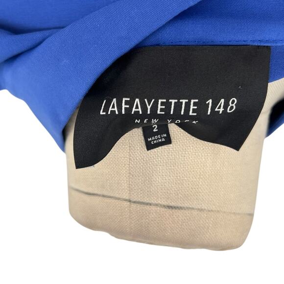 Lafayette 148 New York‎ Blazer Jacket Zip Front Cotton Blend Blue Size 2 - Picture 9 of 11